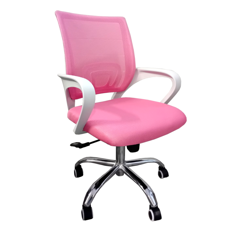 Работен стол Lori White Chrome розев
