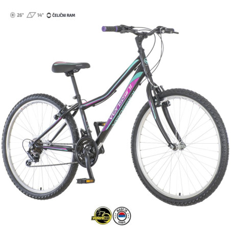 Велосипед VENSSINI MODENA MOD262 26"/14'' црно виолетово тиркизна боја