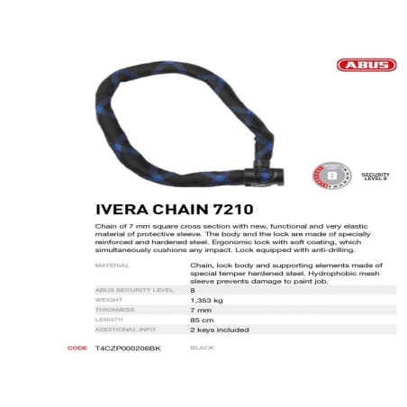 Ланец за велосипед - ABUS CHAIN IVERA 7210 0,7 X 85 CM