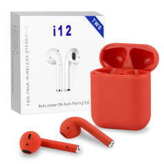 Слушалки Bluetooth i12 TWS - црвени